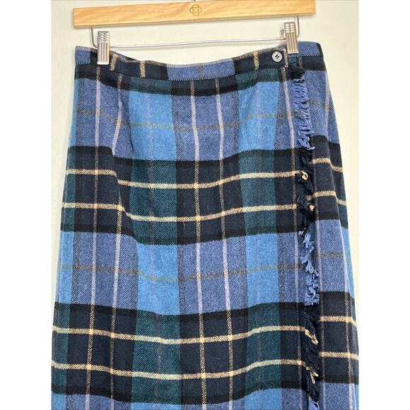 Vintage Rafaella Buffalo Plaid Wool Maxi Length Blanket Skirt Y2K Women's 10 - Picture 2 of 9